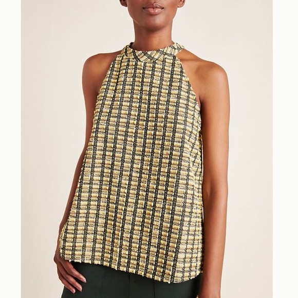 Anthropologie Yellow Black Erin Halter Top NWT - Picture 4 of 12